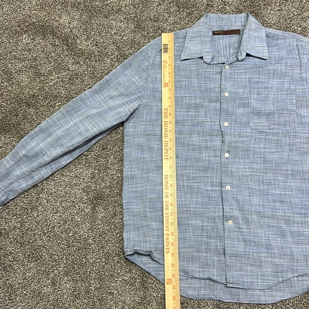 Perry Ellis men’s button down casual shirt blue gray crosshatching neutral Large - Picture 4 of 7